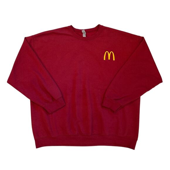 McDonalds Employee Sweatshirt Unisex Sz 2XL Red Crew Neck Pullover Ronald *FLAW* - Picture 1 of 10